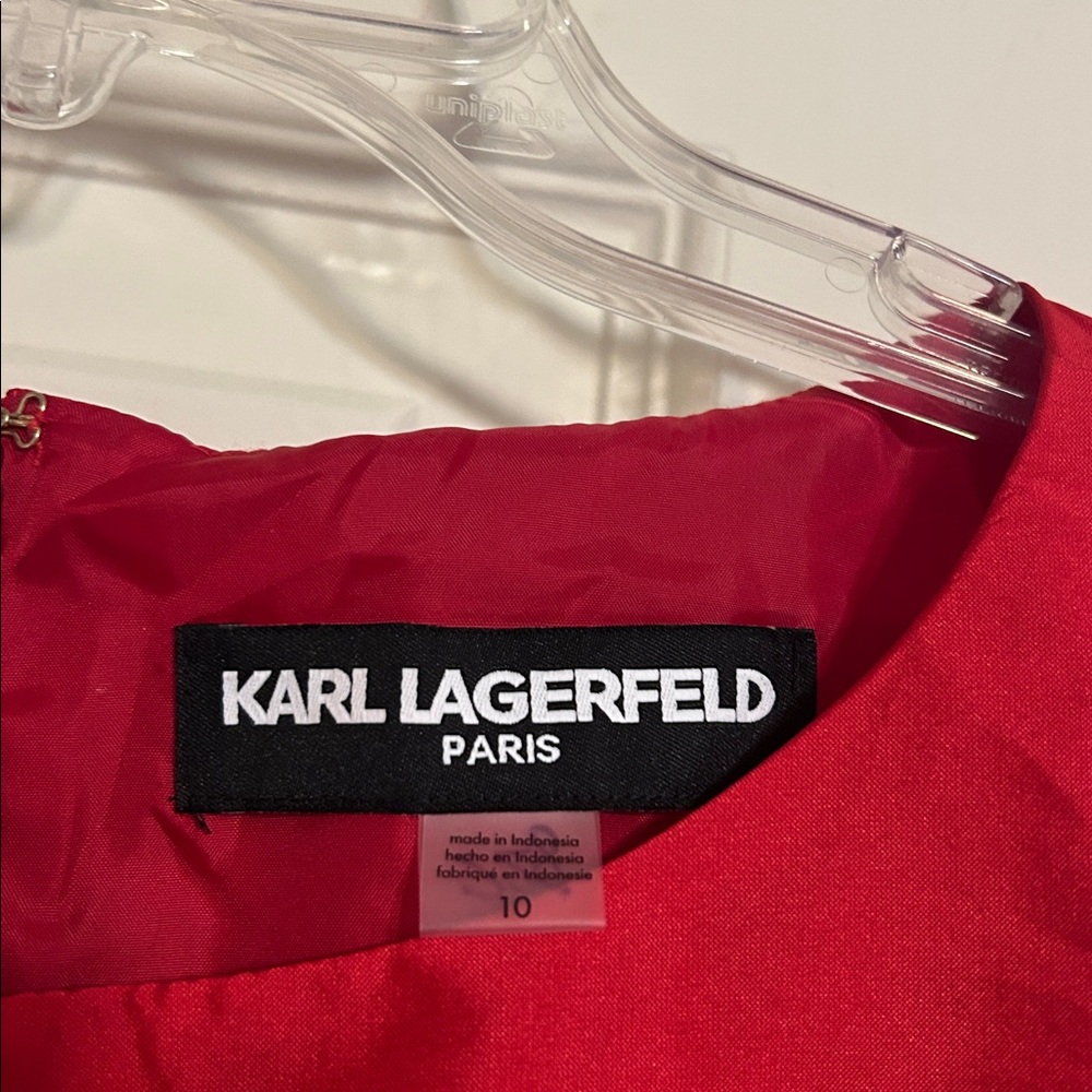 72HR🎁Sale Karl Lagerfeld Taffeta drop waist dress cocktail NWT - Picture 4 of 7